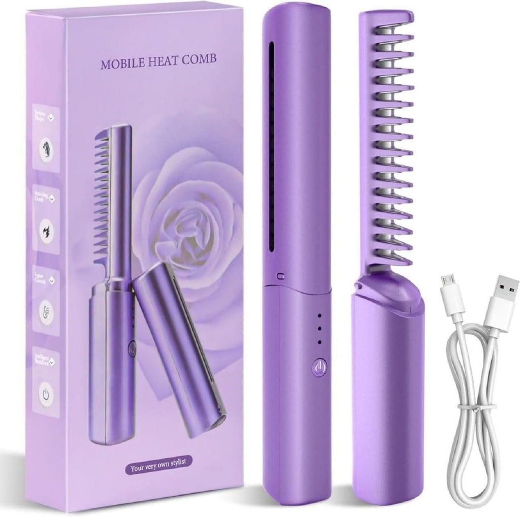 Meneflix 2-in-1 Mini Rechargeable Straightener & Hot Comb
