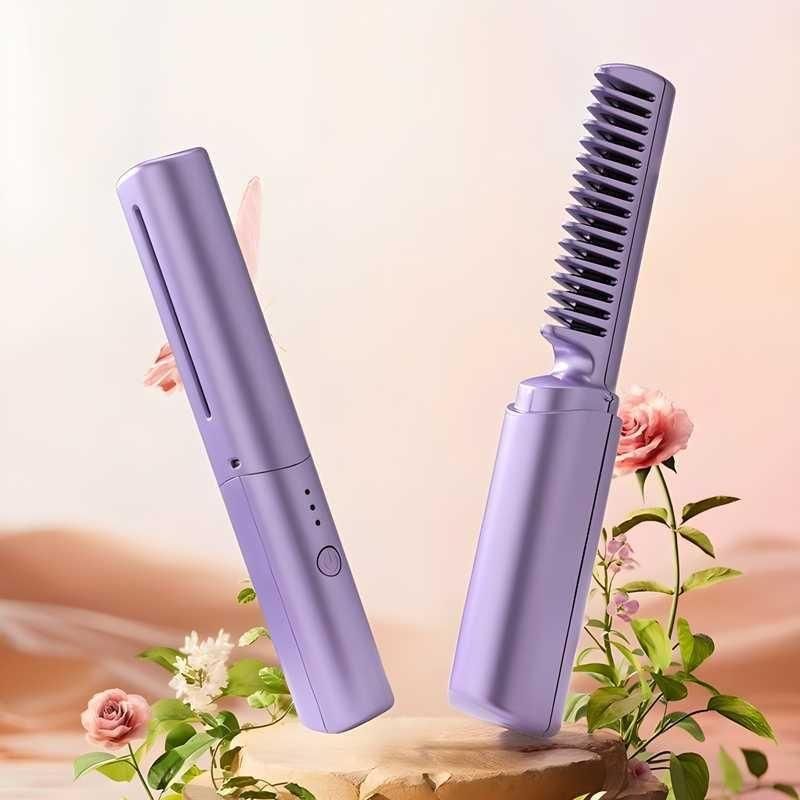 Meneflix 2-in-1 Mini Rechargeable Straightener & Hot Comb