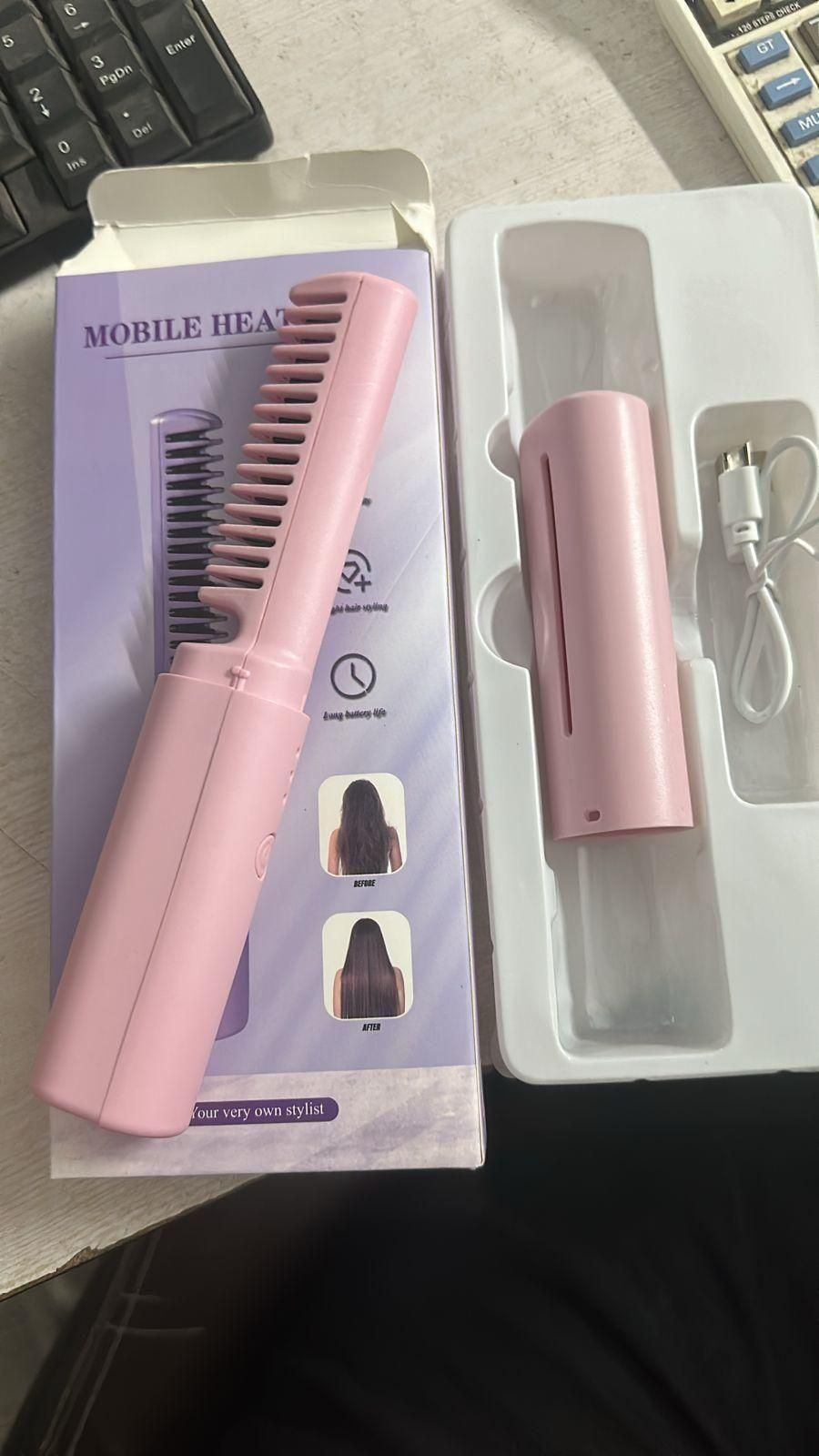 Meneflix 2-in-1 Mini Rechargeable Straightener & Hot Comb
